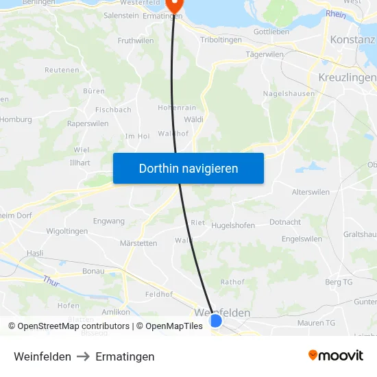 Weinfelden to Ermatingen map