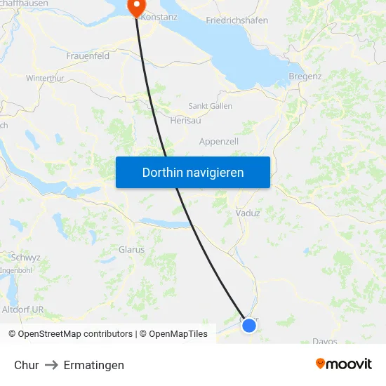 Chur to Ermatingen map