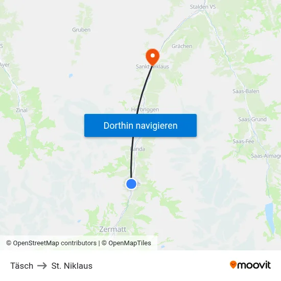 Täsch to St. Niklaus map