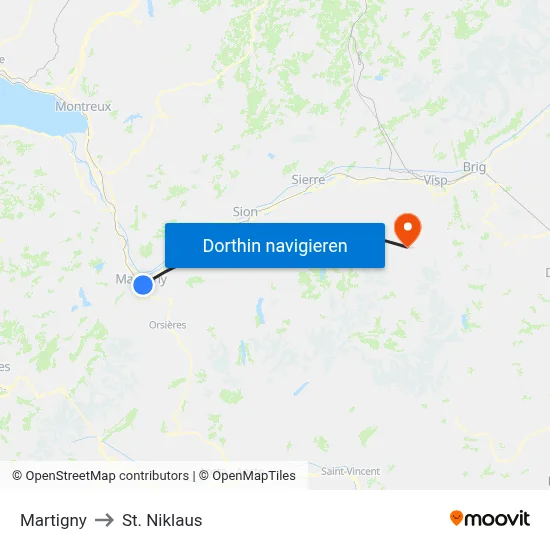 Martigny to St. Niklaus map