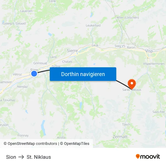Sion to St. Niklaus map