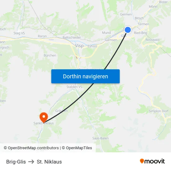 Brig-Glis to St. Niklaus map