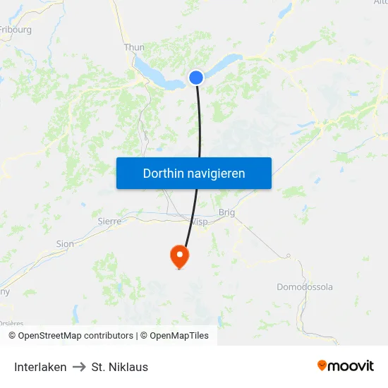 Interlaken to St. Niklaus map