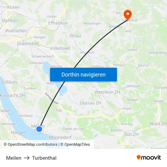 Meilen to Turbenthal map