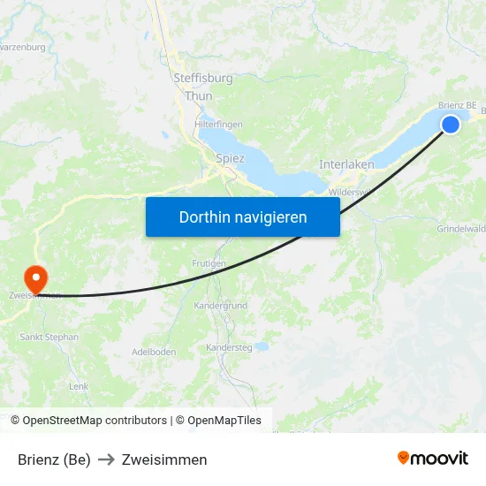 Brienz (Be) to Zweisimmen map