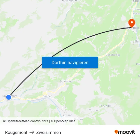 Rougemont to Zweisimmen map