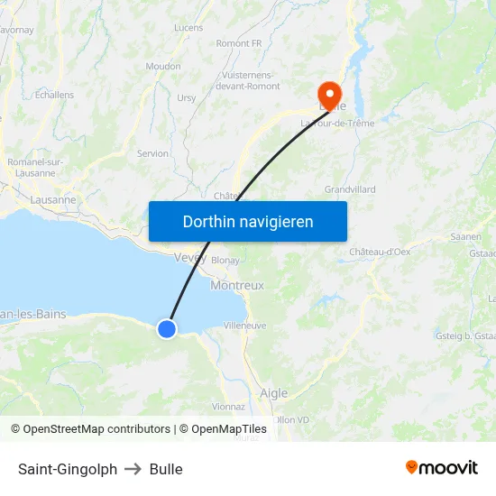 Saint-Gingolph to Bulle map