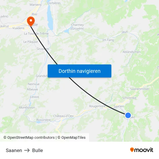 Saanen to Bulle map