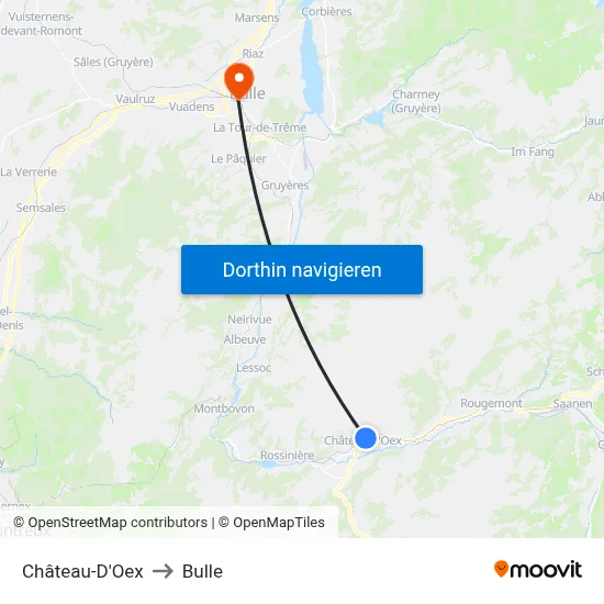 Château-D'Oex to Bulle map