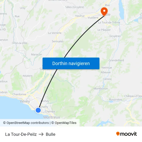 La Tour-De-Peilz to Bulle map