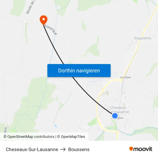 Cheseaux-Sur-Lausanne to Boussens map