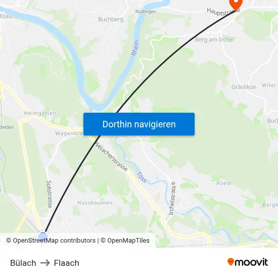 Bülach to Flaach map