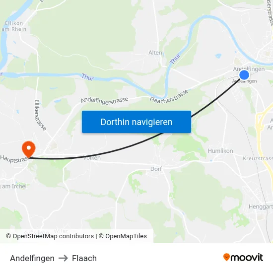 Andelfingen to Flaach map