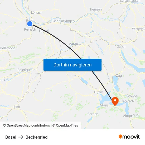 Basel to Beckenried map
