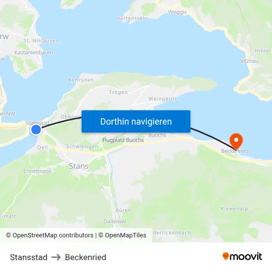 Stansstad to Beckenried map