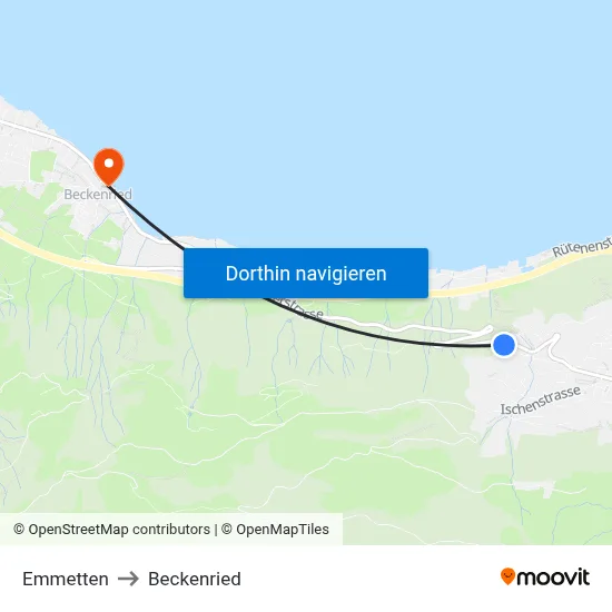 Emmetten to Beckenried map