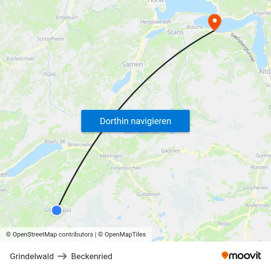 Grindelwald to Beckenried map