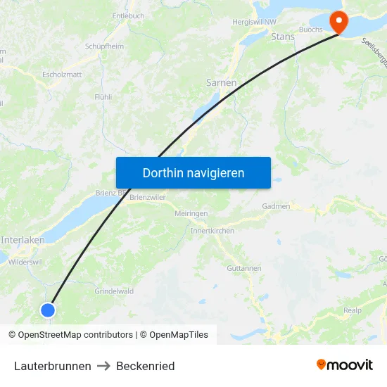 Lauterbrunnen to Beckenried map