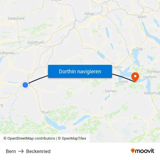 Bern to Beckenried map