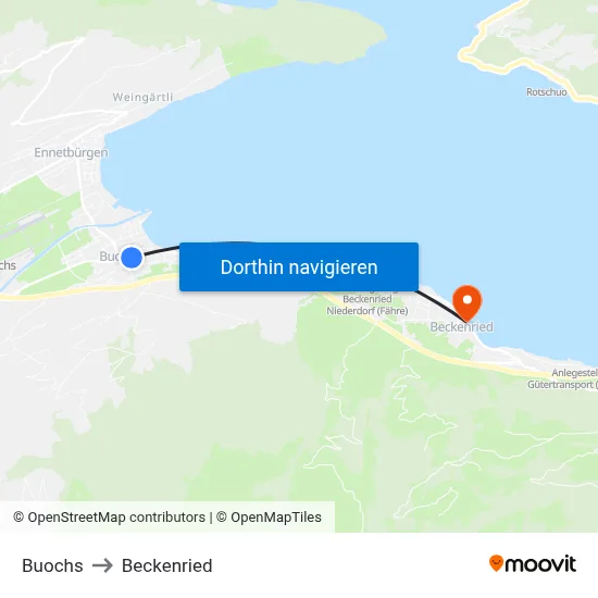 Buochs to Beckenried map