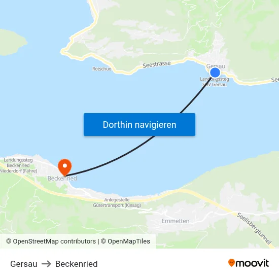 Gersau to Beckenried map