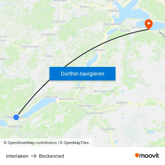 Interlaken to Beckenried map