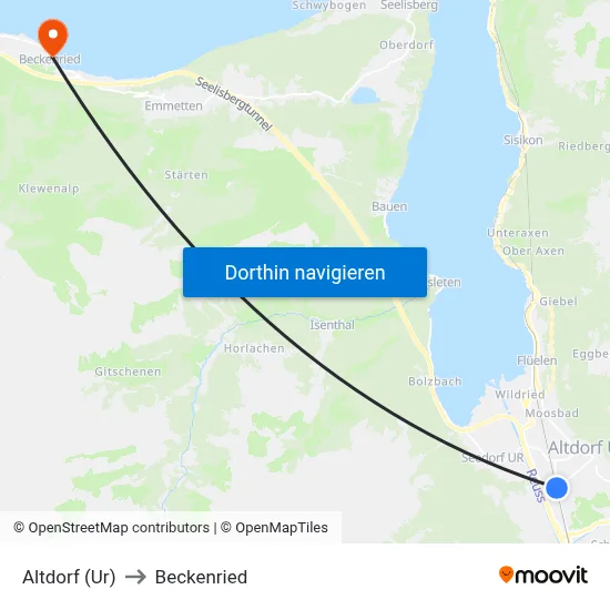 Altdorf (Ur) to Beckenried map