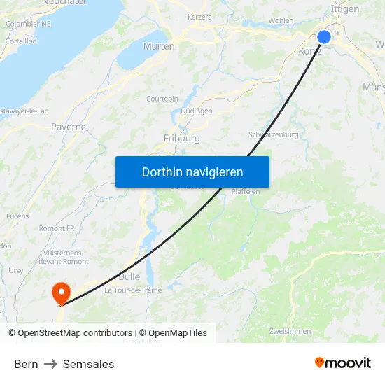 Bern to Semsales map