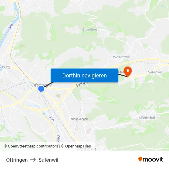 Oftringen to Safenwil map