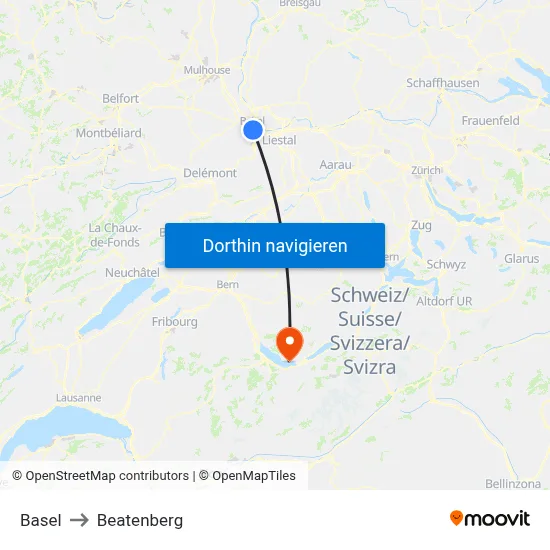Basel to Beatenberg map