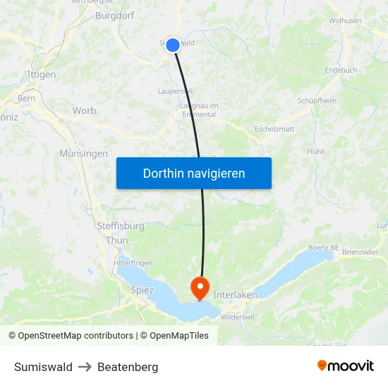 Sumiswald to Beatenberg map