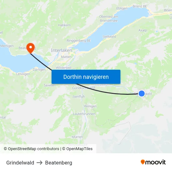 Grindelwald to Beatenberg map