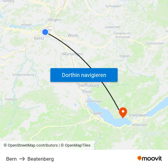 Bern to Beatenberg map
