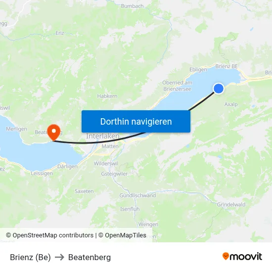 Brienz (Be) to Beatenberg map