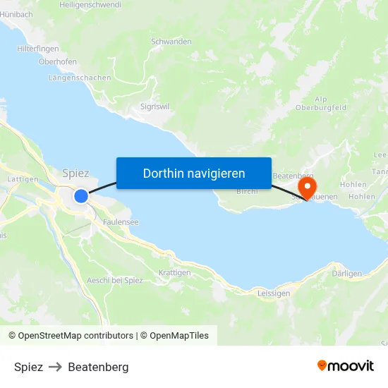 Spiez to Beatenberg map