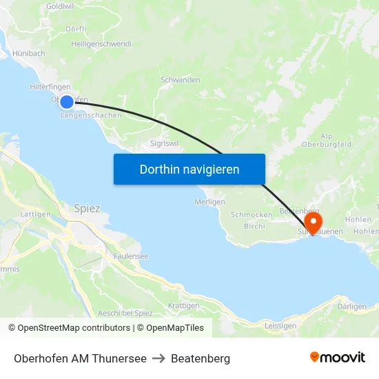 Oberhofen AM Thunersee to Beatenberg map