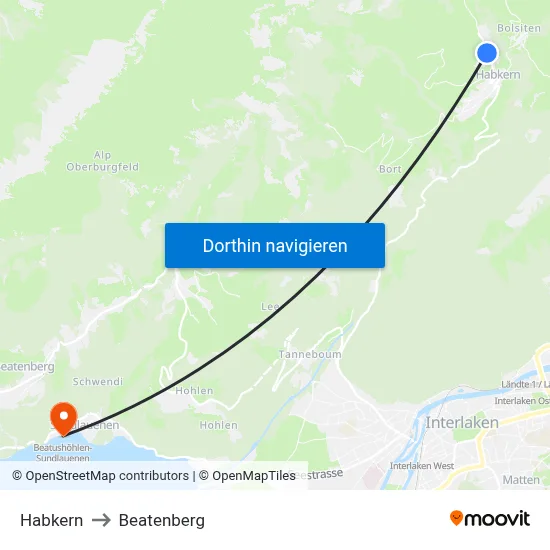 Habkern to Beatenberg map