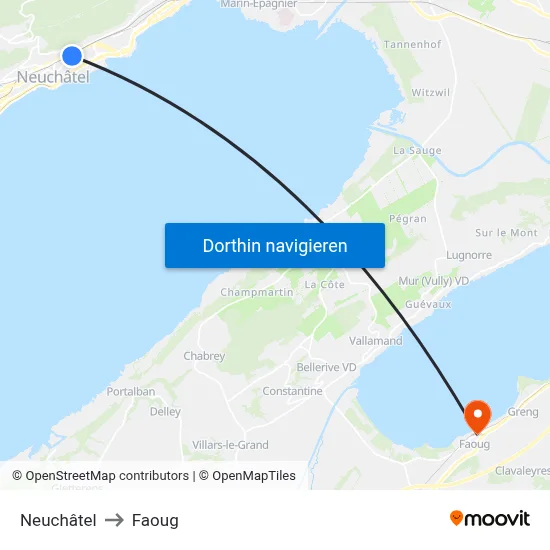 Neuchâtel to Faoug map