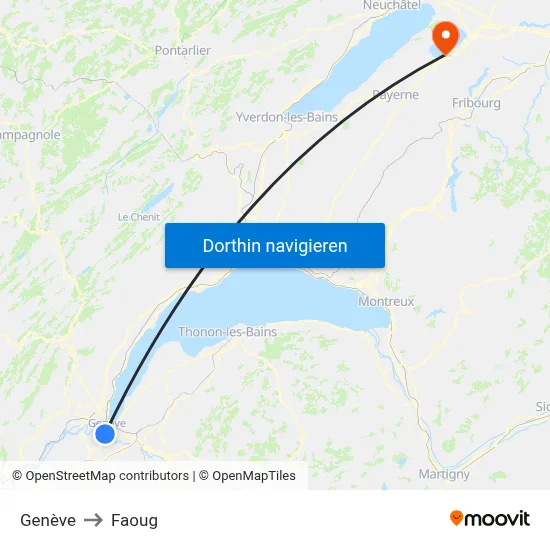 Genève to Faoug map