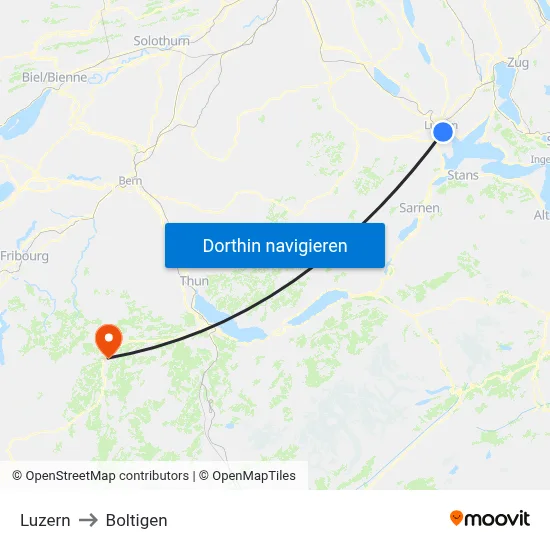 Luzern to Boltigen map