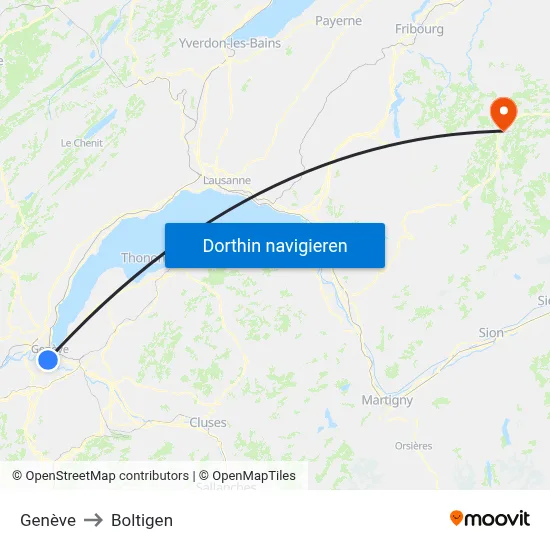 Genève to Boltigen map