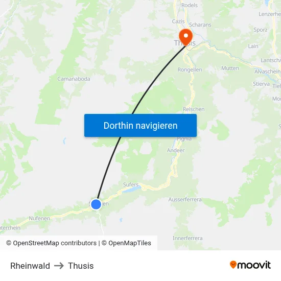 Rheinwald to Thusis map