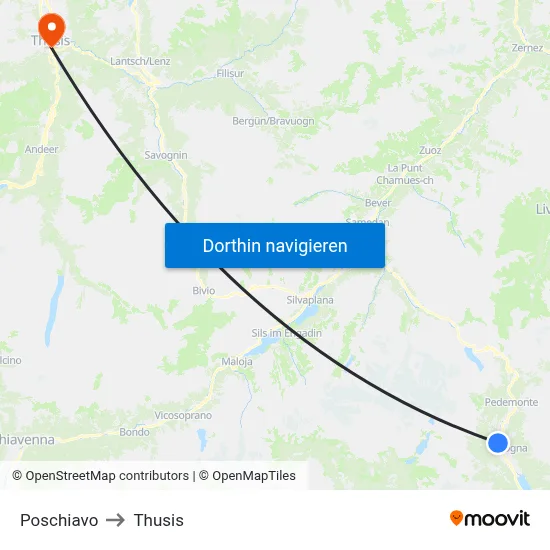Poschiavo to Thusis map