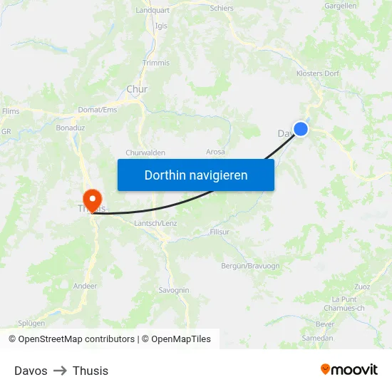 Davos to Thusis map