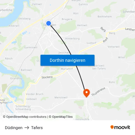 Düdingen to Tafers map