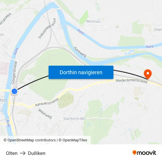 Olten to Dulliken map