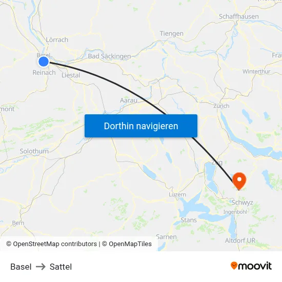 Basel to Sattel map
