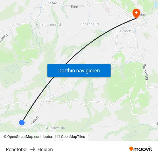 Rehetobel to Heiden map
