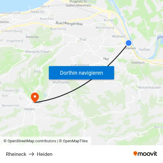 Rheineck to Heiden map