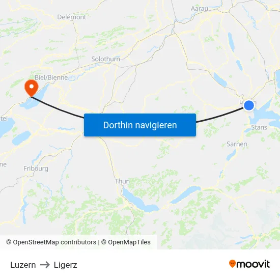Luzern to Ligerz map